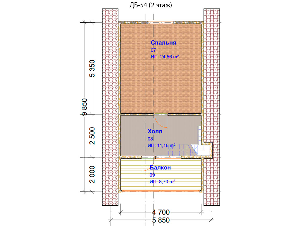 Проект дома ДБ-54 (6х10м), площадью 76м² из бруса 150х150мм